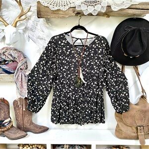 Sweet mini dress/tunic boho top w prairie/country shabby chic vibe